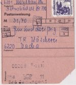 DDR/VGO - 200 Pfg. Bauwerke Postanweisung Bad Salzungen - Vacha 3.9.90