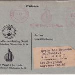 Berlin - 4 Pfg. AFS "Bühne-Musik-Film" Drucksachenkarte m. vorfrank. A-Teil 1951