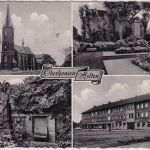 NRW - Oberhausen-Holten Stadthaus Ehrenmal etc. sw. Mehrbild-Foto-AK 1961