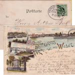 DR - Venlo Haltern Bahnpost Zug 839 Farblitho Wesel n. Oberplanitz 1898