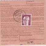 BRD - 150 Pfg. Heinemann Aushändigungsgebühr NN-Paketkarte Wesel Traisen 1976