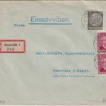 DR - 30 Pfg. Hindenburg u.a. Einschreibebrief Emmerich - Meschede 1936