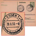 DR - Essen 1933 XIV. Allg. Deutscher Begmannstag SST 5 Pfg. Ganzsache n. Prag