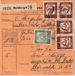 BRD - 20x7+10 Pfg. Bed. Deutsche Paketkarte Duisburg 8 - Tangerhütte 1963