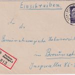 BRD - 70 Pfg. Heuss II Einschreibebrief Duisburg-Huckingen 2 - Braunschweig 1959