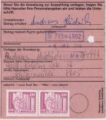 DDR - 70+2x20 Pfg. Aufbau Postanweisung Stollberg - Schirgiswalde 1989
