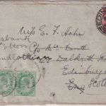 Indien/Großbritannien - 2x1/2 A. Drucksache Toungoo - Edinburgh 1913 Nachsendung