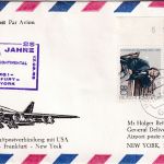 BRD - 2x80 Pfg. 150. Geb. Brahms Luftpostbrief n. USA Frankfurt - New York 1985
