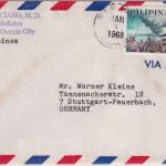 Philippinen - 70$ Vulkan Taal Ausbruch Luftpostbrief Ozamiz - Stuttgart 1968