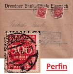 DR-Infla - 2x500 M. Ziffer Perfin "DBE" brief Eisenach - Berlin 18.8.23