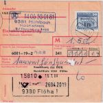 DDR - 50+25 Pfg. Aufbau/klein Einzahlungsauftrag Mühlbach/Flöha 1989
