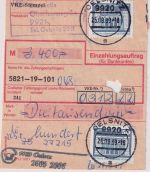 DDR - 2x50 Pfg. Aufbau/klein Einzahlungsauftrag Oberhermsgrün/Oelsnitz 25.9.89