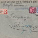 DR - 20+10 Pfg. K/A Einschreibebrief/Postauftrag K1 Friedrichshagen 1895
