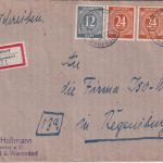 All.Bes. - Füchtorf ü. Warendorf Poststelle I Einschreibebrief n Regensburg 1946