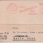 DR - Mülheim (Ruhr) 1941 6 Pfg. AFS "Kaufmann KG" Karte n. Schiplage b. Melle
