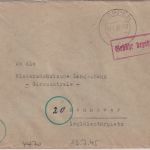 All.Bes. - Meppen 13.7.45 Gebühr bezhalt roter Ra1 Brief n. Hannover