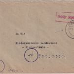 All.Bes. - Meppen 17.7.45 Gebühr bezhalt roter Ra1 Brief n. Hannover