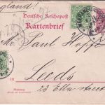 DR - 10 Pfg. K/A Ganzsache/kartenbrief+Zusatz n. ENGLAND Meerane - Leeds 1897