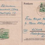 SBZ/Sachsen - 2x6 Pfg. Bodenreform Karte Ballenstedt - Lübeck 29.3.46