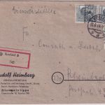 Bizone - 84+2x12 Pfg. Arbeiter/Band Einschreibebrief Krefeld 5 - Rheinbach 1948