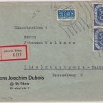 BRD - 2x30 Pfg. Posthorn Einschreibebrief St. Tönis - Stuttgart 1951