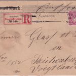 DR - 10+20 Pfg. Einschreibebrief K2 Sonsbeck - Reichenbach 1884