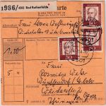 BRD - 3x50 Pfg. Bed. Deutsche Paketkarte Poststelle I Winkelstetten 1964