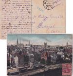 DR - 10 Pfg. Germania bildseitig frank. Ansichtskarte Bochum n. CUBA 1914