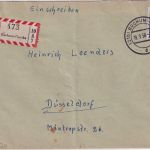 BRD - 70 Pfg. Heuss II Einschreibebrief Bochum-Gehrte - Düsseldorf 1958