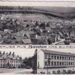 NRW - Brenken (Krs. Büren) Schule Schloss etc. sw-Mehrbild-AK gelaufen 1958