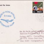 Malta - Interflug (DDR) Erstflug Rom Berlin - Zuleitungspost 1980