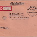 DR - München-Riem "Das Braune Band" SST+So-R-Zettel Einschreiben/Postsache 1944