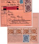 BRD - 2x60+5x4+30 Pfg. Posthorn Schnellpaketkarte Erlenbach - München 1954