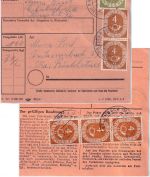 BRD - 90+5x4 Pfg. Posthorn Paketkarte Erlenbach - Rudolstadt 1954
