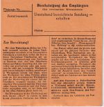 BRD - 2x50+10 Pfg. Posthorn/Heuss Paketkarte Erlenbach - München 1954