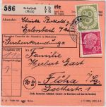 BRD - 90+20 Pfg. Posthorn/Heuss Paketkarte Erlenbach - Flöha 1954