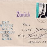 DDR - "Unzulässig nach § 13 Abs. 1 Nr. 3 Postordnung" L3 Brief Nauen Fürth 1973