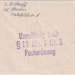 DDR - "Unzulässig nach § 13 Abs. 1 Nr. 3 Postordnung" L3 Brief Nauen Fürth 1973