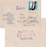 DDR - "Unzulässig nach § 13 Abs. 1 Nr. 3 Postordnung" L3 Brief Nauen Fürth 1973