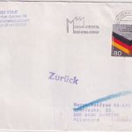 BRD/Postkrieg - 80 Pfg. Heimatvertriebene Brief i.d. DDR Mönchengladbach 1985