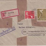 All.Bes. - 1 M. Taube u.a. Einschreibebrief Barntrup - Ottmarsheim 1947