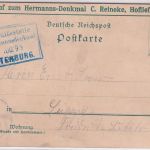 NRW - Detmold Hermannsdenkmal Gasthof etc. farb. Mehrbildlitho gelaufen 1899