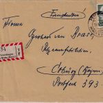 BRD - Petershagen ü. Minden Poststelle I Einschreibebrief n. Coburg 1957