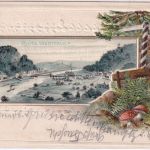 NRW - Porta Westfalica farb. Passepartout-Prägekarte gelaufen Minden 1904