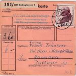 BRD - 4x90 Pfg. Kant Paketkarte Rödinghausen - Hannover 1974