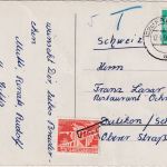 BRD - 7 Pfg. Heuss Karte i.d. SCHWEIZ Frechen - Dietikon 1956 Nachporto
