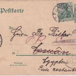 DR - 5 Pfg. Germania GA+Zusatz n. ÄGYPTEN Opladen - Assouan/postlagernd 1907