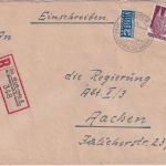 Bizone - Merkstein 2 ü. Herzogenrath Poststelle I Einschreibebrief n Aachen 1950