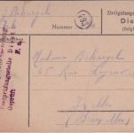 Dt. Bes. Belgien - Diest Zivilgefangenenlager Paketbestätigung n. Ixelles 1916