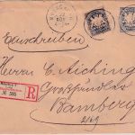 Bayern - 20 Pfg Wappen Privatganzsache+Zusatz Einschreibebrief München 1897